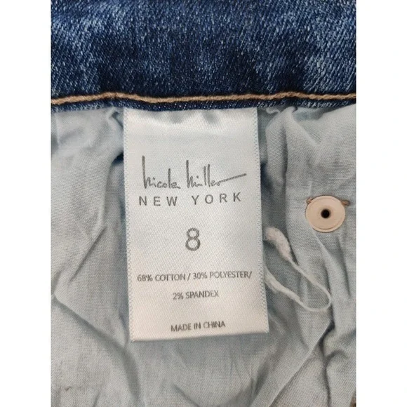 nicole miller Soho High Rise Skinny Crop Blue Distressed Jeans Women's Sz‎ 8 - Picture 7 of 12